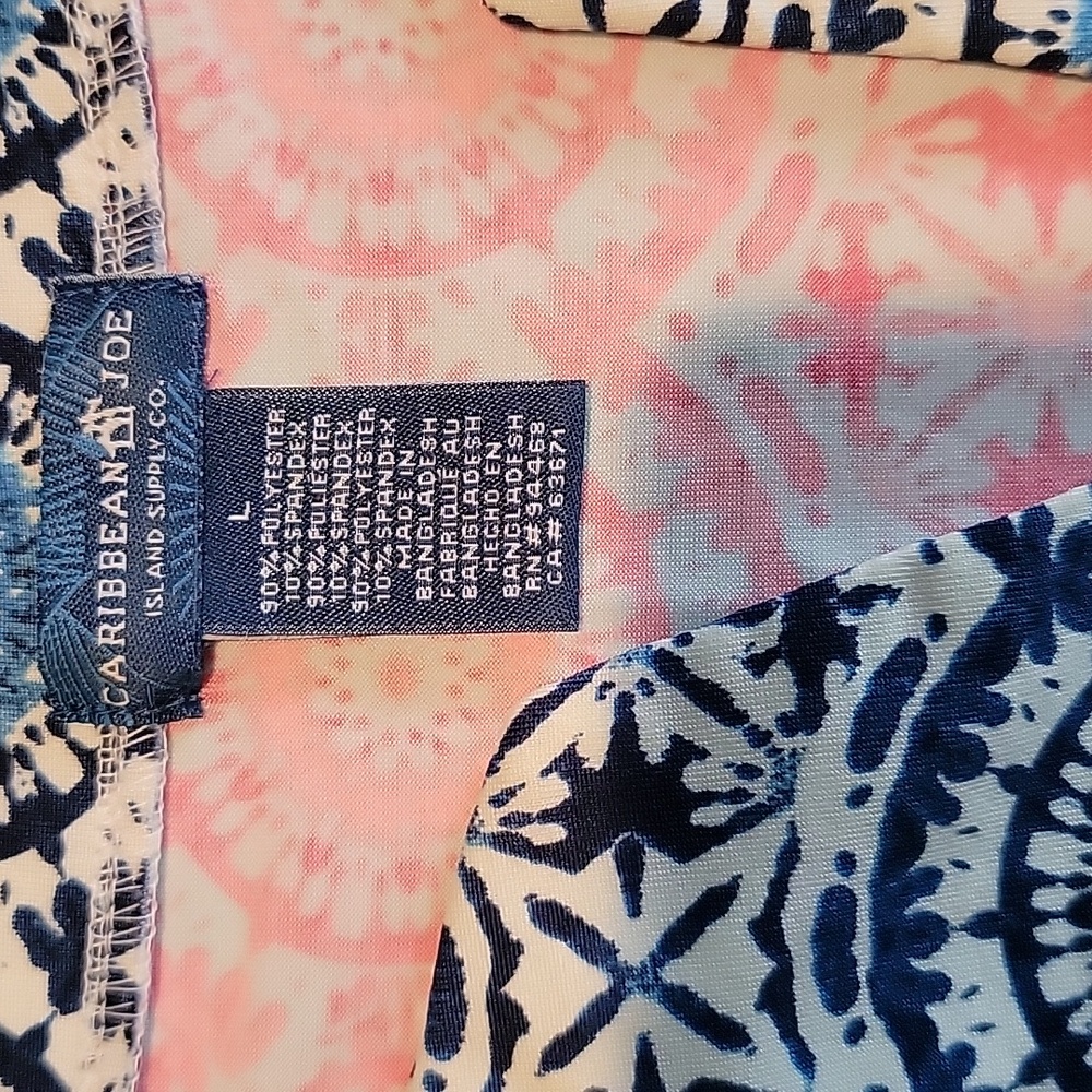 CARIBBEAN JOE PINK AND NAVY BLUE PATTERN DRESS - Picture 7 of 8